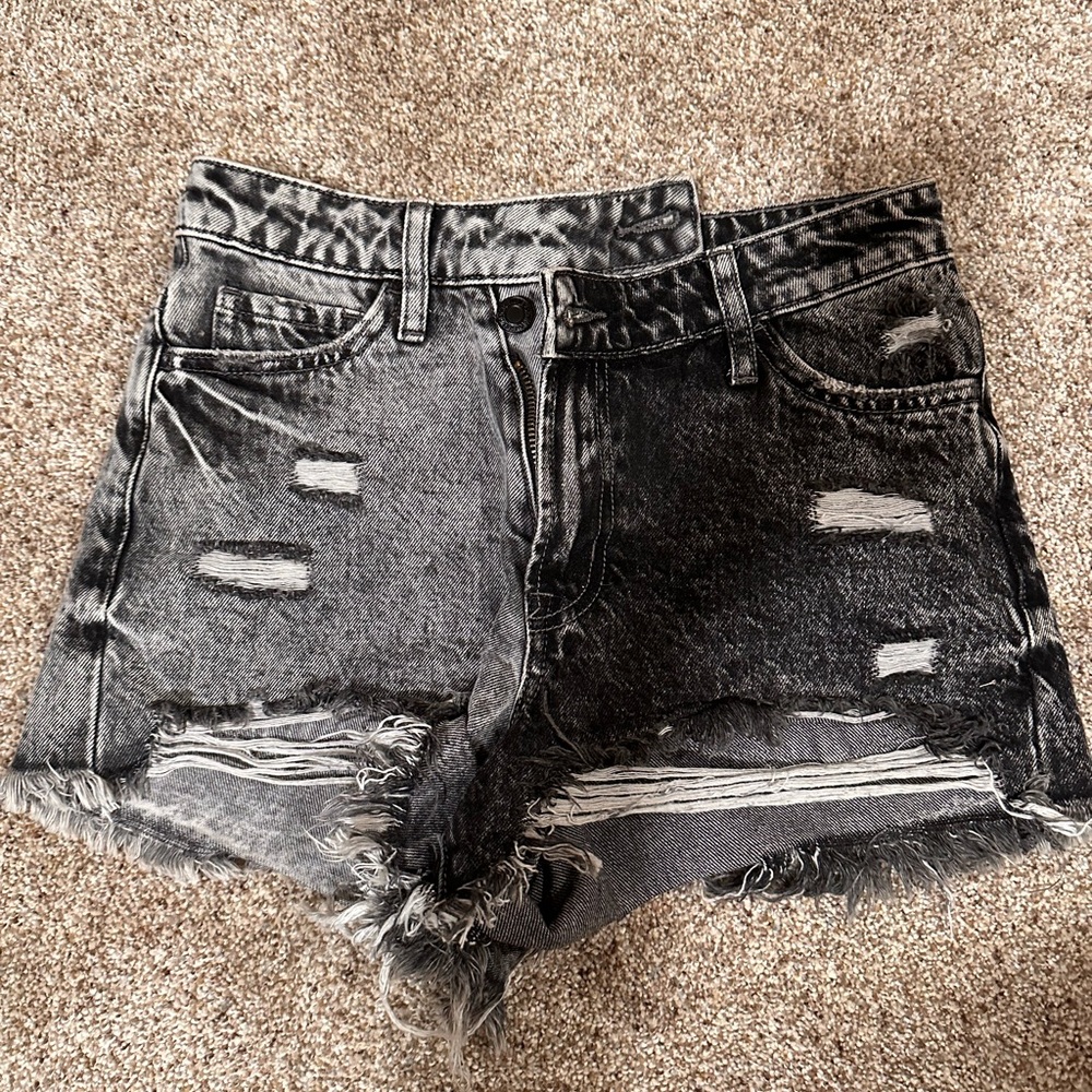 Black denim shorts